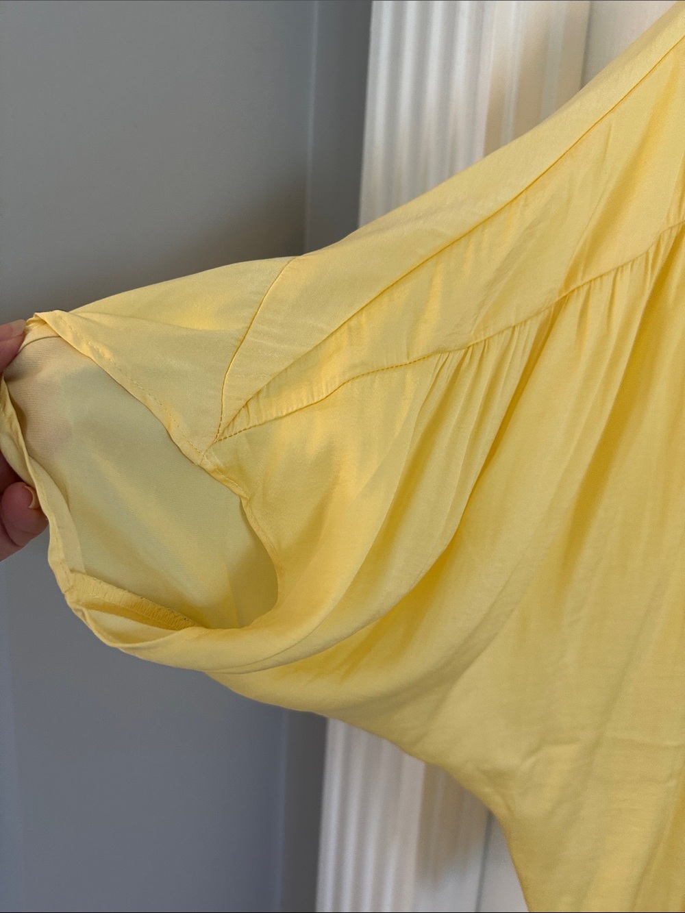Soft Gathered Blouson Top in Light Yellow - Picture 3 of 5